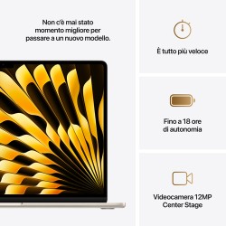 APPLE Apple MacBook MW1K3T/A Air 15'' M4 chip 10-core CPU 10-core GPU, 16GB, 512GB SSD - Galassia