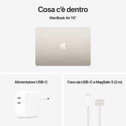 APPLE Apple MacBook MW1K3T/A Air 15'' M4 chip 10-core CPU 10-core GPU, 16GB, 512GB SSD - Galassia