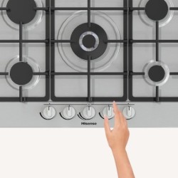 Hisense Hisense Piano Cottura a Gas 5 Fornelli 71 cm Acciaio Inox da Incasso con Bruciatore Wok