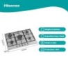 Hisense Hisense Piano Cottura a Gas 5 Fornelli 71 cm Acciaio Inox da Incasso con Bruciatore Wok