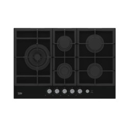 BEKO Beko Piano Cottura a Gas 75cm 5 Fornelli da Incasso Nero con Bruciatore Wok