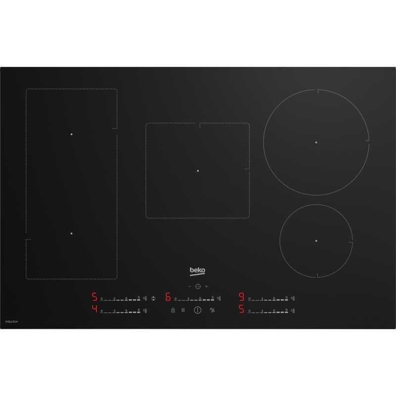 BEKO Beko Piano cottura induzione 80 cm 5 fornelli IndyFlex nero da incasso