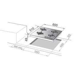 De’Longhi De'Longhi Piano Cottura a Gas NSL 460 N 4 Fornelli 60 cm Incasso Nero Vetro