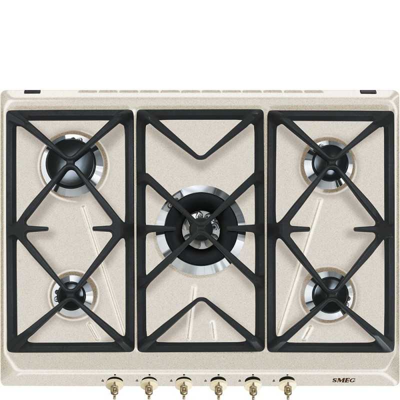 SMEG Smeg Piano cottura a gas SRV876AVOGH2 75 cm 5 fuochi da incasso colore avena