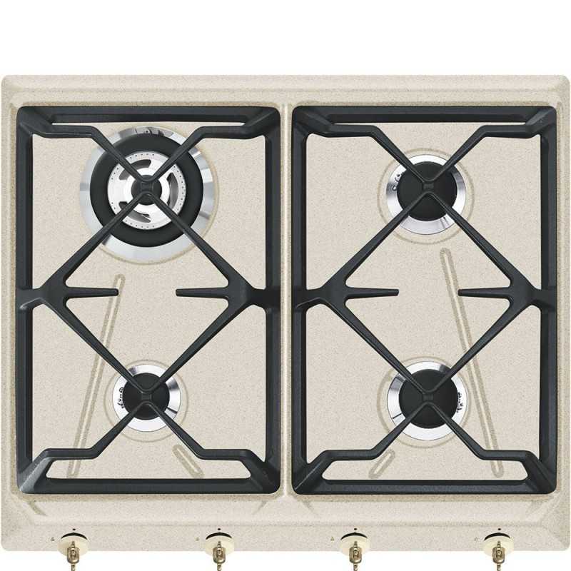 SMEG Smeg Piano cottura a gas 60cm 4 fornelli Avena da incasso con bruciatore wok 7800W