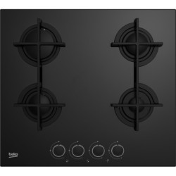 BEKO Beko Piano cottura a gas 4 bruciatori 60 cm cristallo nero griglie ghisa HILG64225SB