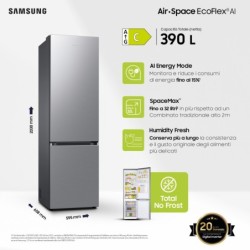 Samsung Samsung Frigorifero Combinato RB38C600CS9 390L No Frost Classe C Wi-Fi Acciaio inox
