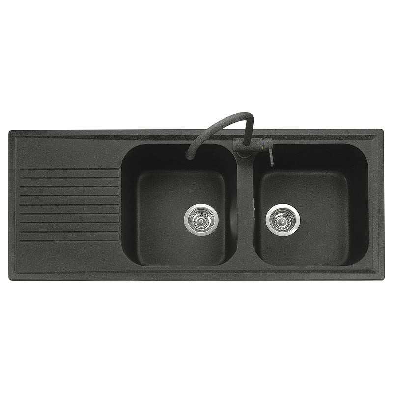 Plados Plados Lavello Atlantic 116-20 Microultragranit Nero 2 Ciotole