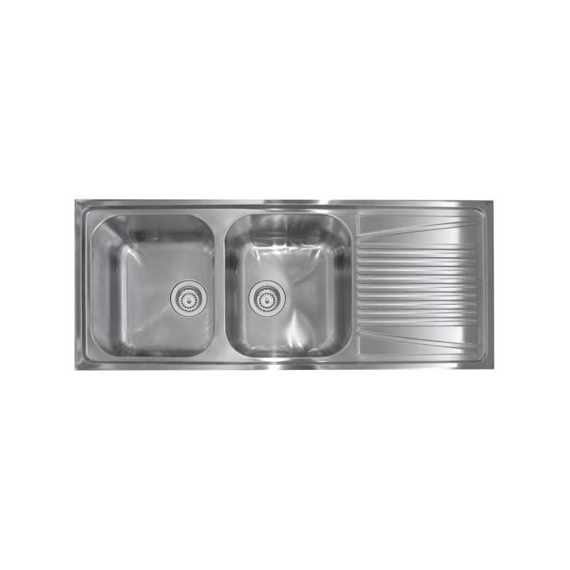 Olympus Olympus Lavello Doppio con Drainer in Acciaio Inox