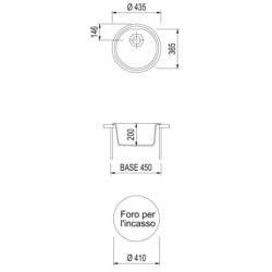 Plados Plados Atlantic Lavello Montato su Piano Cerchio Nero 36,5 cm