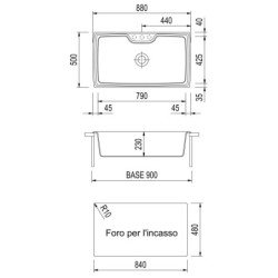 Plados Plados Harmony Lavello Montato su Piano Microultragranit Nero