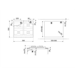 SMEG Smeg Piano cottura gas SRV864AOGH 4 fuochi 60 cm antracite da incasso