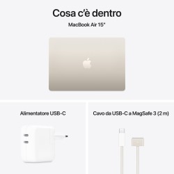 APPLE Apple MacBook MW1J3T/A Air 15'' M4 chip 10-core CPU 10-core GPU, 16GB, 256GB SSD - Galassia