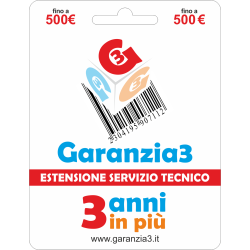  GARANZIA3 – 3 anni in più 500 Massimale di Euro 500,00 3 anni (36 mesi) di estensione oltre la garanzia legale