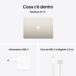 APPLE Apple MacBook MW103T/A Air 13'' M4 chip 10-core CPU 10-core GPU, 16GB, 512GB SSD - Galassia