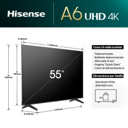Hisense Hisense 55A6N Tv 55 Smart 4K Ultra HD Display LED Wi-Fi Classe E Nero