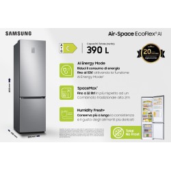 Samsung Samsung RB38C675CS9 Frigorifero Combinato Capacità 390L EcoFlex AI Energy Mode 2 metri Classe C